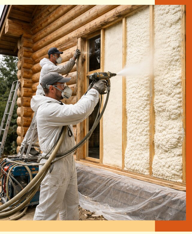 Утепление деревянного дома ППУ в Люберцах от 4419 руб/м2 | ТепломастерЛюб — под ключ