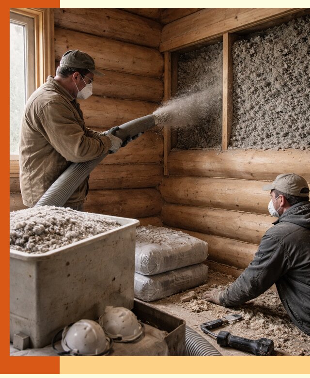 Утепление дома из бруса эковатой в Люберцах