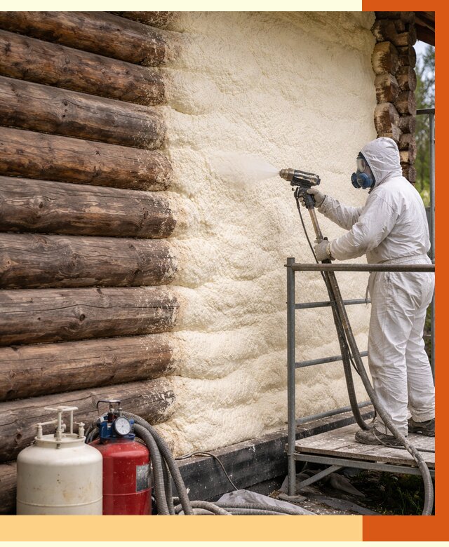 Утепление бревенчатого дома ППУ в Люберцах под ключ от 6576 руб. | ТепломастерЛюб