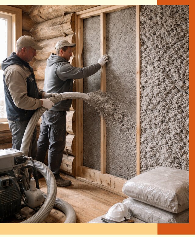 Утепление бревенчатого дома эковатой в Люберцах от 2893 руб. | ТепломастерЛюб