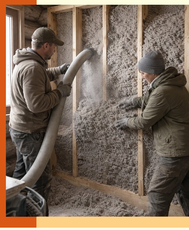 Утепление бревенчатого дома эковатой в Люберцах