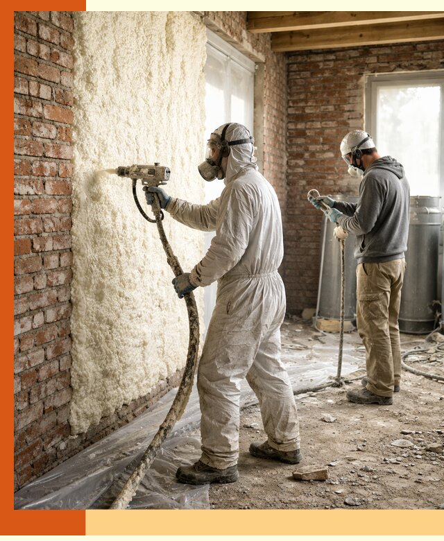 Утепление кирпичного дома пенополиуретаном в Люберцах