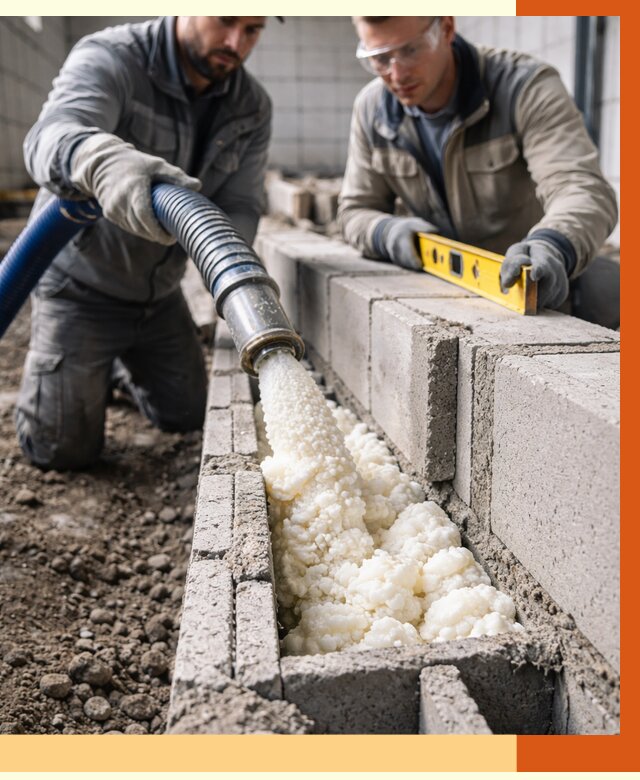 Заполнение колодцевой кладки ППУ в Люберцах от 4419 руб. за м2 | ТепломастерЛюб