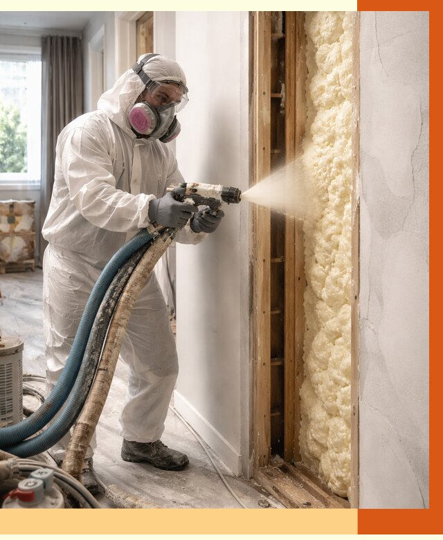 Межстеновое утепление ППУ в Люберцах от 2893 руб/м2 — межстенное утепление под ключ | ТепломастерЛюб