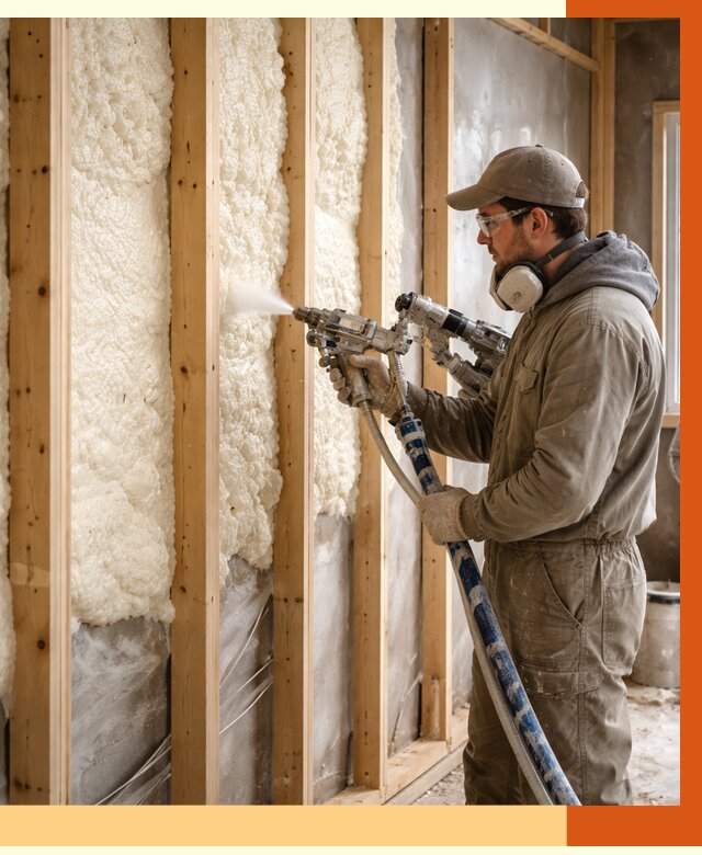 Утепление каркасной стены ППУ в Люберцах от 4471 руб./м2 под ключ | ТепломастерЛюб