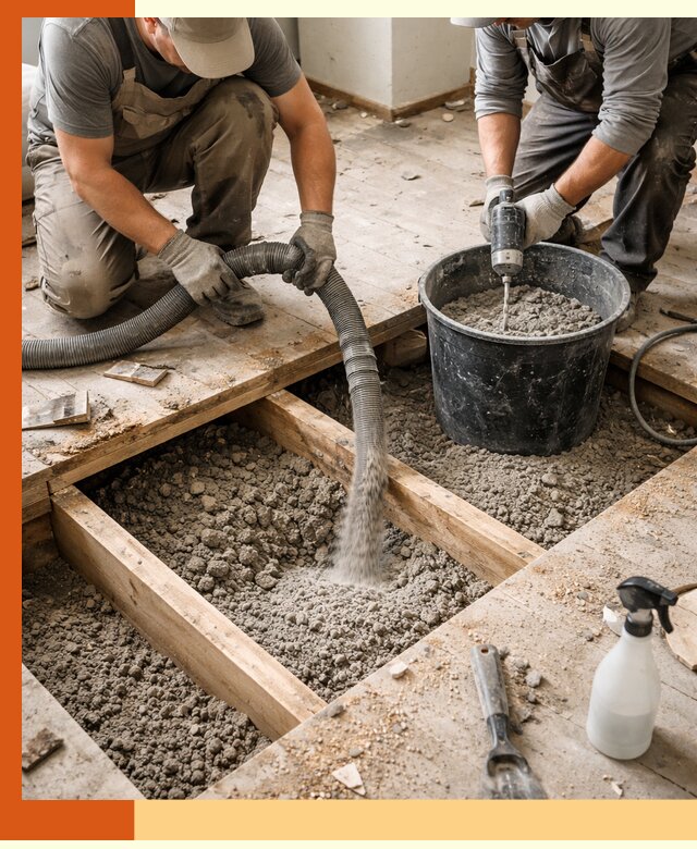 Заполнение пустот пола в Люберцах полиуретаном и пенополистиролом