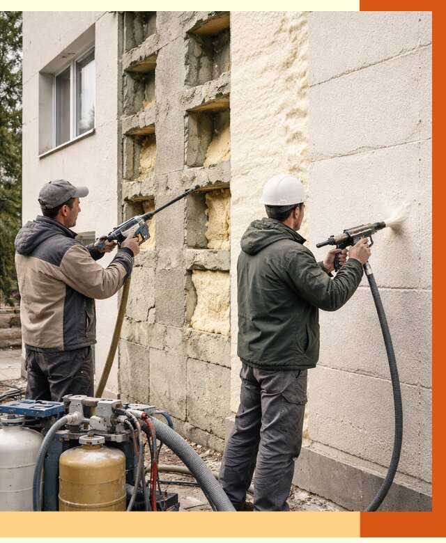 Заполнение пустот фасада в Люберцах от 4734 руб. — утепление пустот облицовки | ТепломастерЛюб