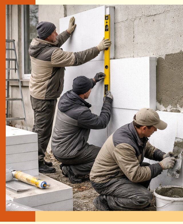 Утепление пенопластом наружных стен и фасадов в Люберцах